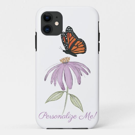 Monarchschmetterling mit Lila Kone-Blume Case-Mate iPhone Hülle (Rückseite)
