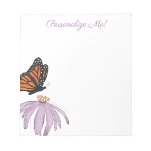 Monarchschmetterling mit Lila Kone-Blume Notizblock