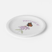 Monarchschmetterling mit Lila Kone-Blume Pappteller (Schrägansicht)