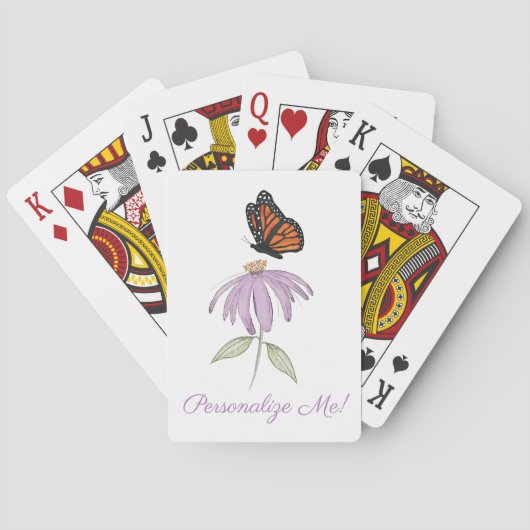Monarchschmetterling mit Lila Kone-Blume Spielkarten (Rückseite)