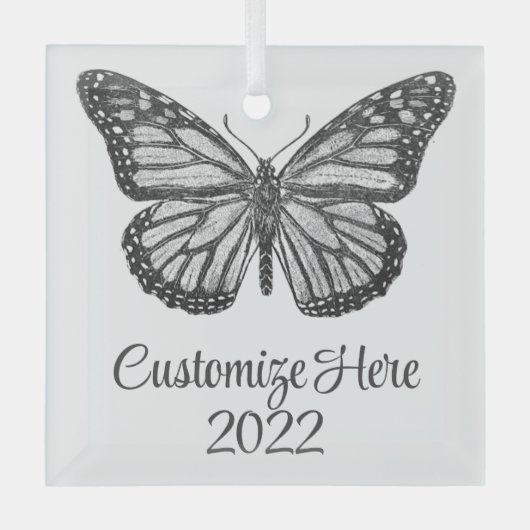 Monarchschmetterling Ornament Aus Glas (Vorderseite)