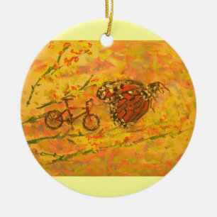 Monarchschmetterling und Fahrrad Keramikornament