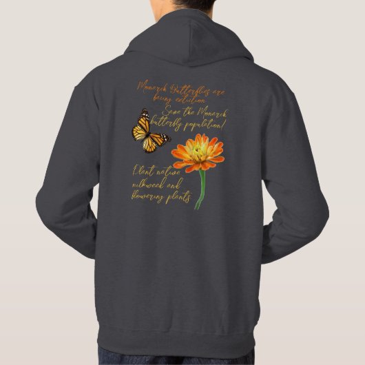 Monarchschmetterling, Zinnia-Blume, Hoodie (Rückseite)