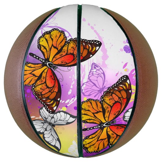 Monarchschmetterlinge auf Lila Hintergrund Basketball (Vertikal)
