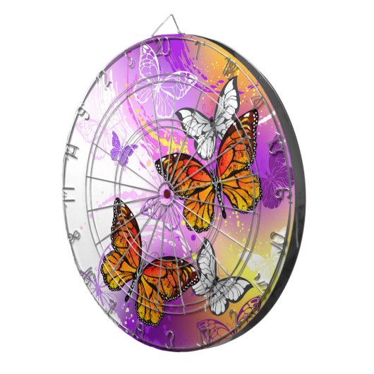 Monarchschmetterlinge auf Lila Hintergrund Dartscheibe (Vorderseite rechts)