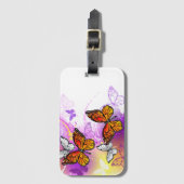 Monarchschmetterlinge auf Lila Hintergrund Gepäckanhänger (Vorderseite Vertikal)