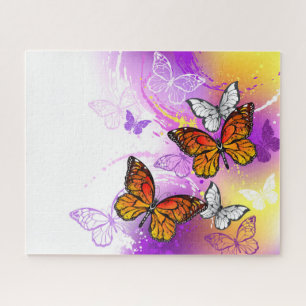 Monarchschmetterlinge auf Lila Hintergrund Puzzle