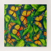 Monarchschmetterlinge auf satten grünen Blätter Puzzle (Horizontal)
