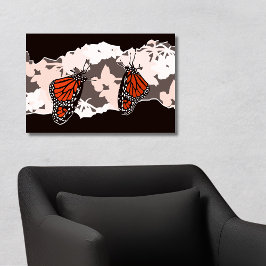 Monarchschmetterlinge, die auf den Blüten der Pfla Poster