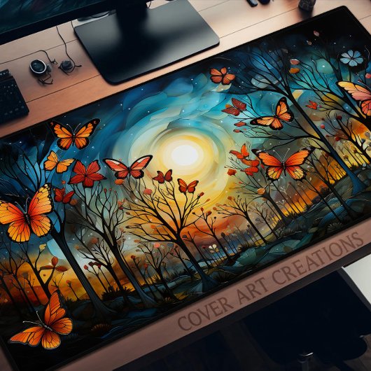 Monarchschmetterlinge in den Bäumen Schreibtischunterlage