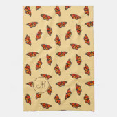 Monarchschmetterlinge Muster blassgelb w Monogramm Geschirrtuch (Vertikal)