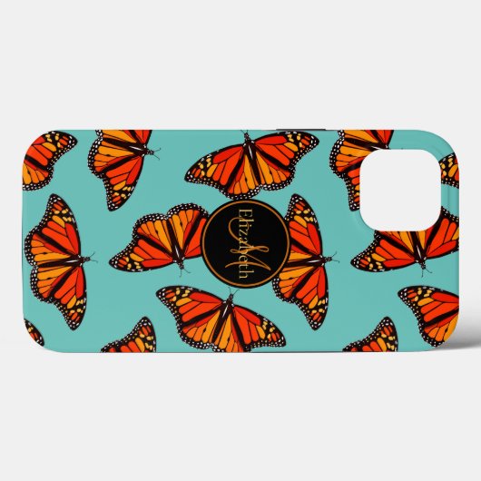 Monarchschmetterlinge Muster Licht aquamarin mit M Case-Mate iPhone Hülle (Rückseite (Horizontal))