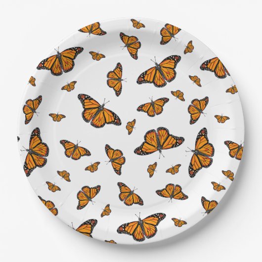 Monarchschmetterlinge Pappteller (Vorderseite)