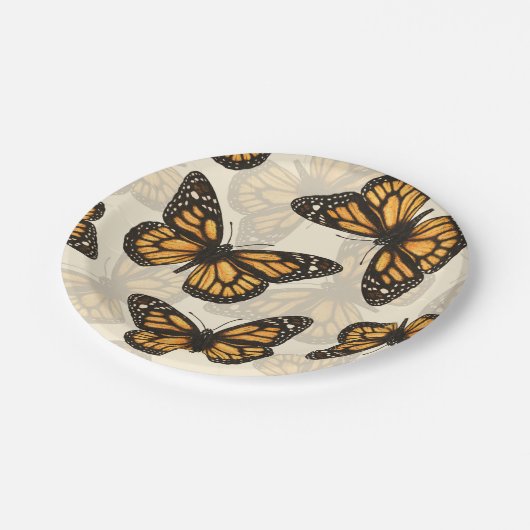 Monarchschmetterlinge Pappteller (Schrägansicht)