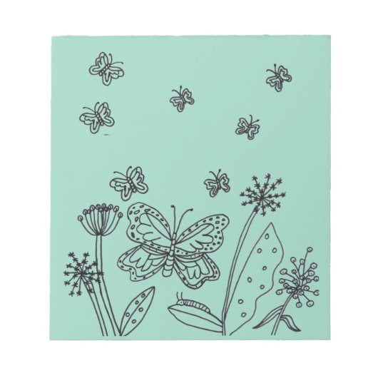 Monarchschmetterlinge und Blume Note Pad Notizblock (Vorderseite)
