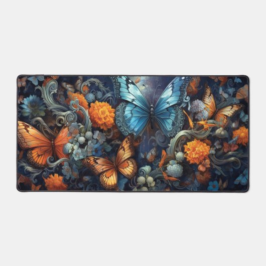 Monarchschmetterlinge und Wildblumen Schreibtischunterlage (Vorderseite)