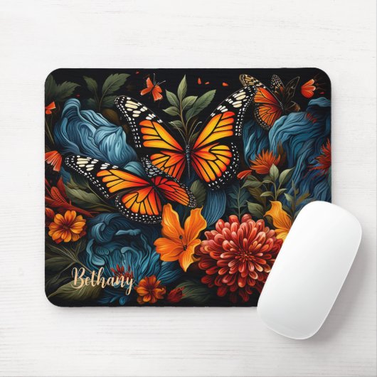 Monarchschmetterlinge und wunderschöne Wildblumen Mousepad (Mit Mouse)
