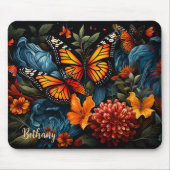 Monarchschmetterlinge und wunderschöne Wildblumen Mousepad (Vorne)