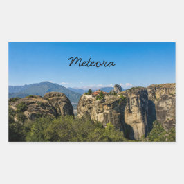 Monastery Above the Rocks | Meteora Greece Rechteckiger Aufkleber