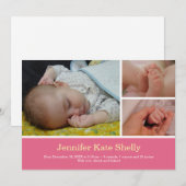 Monat-3-Foto-Ankündigung zur Geburt eines süß-rosa Ankündigung (Vorne/Hinten)