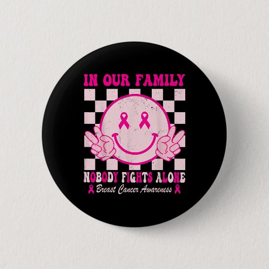 Monat Brustkrebs Bewusstsein Groovy Pink Design F Button (Vorderseite)