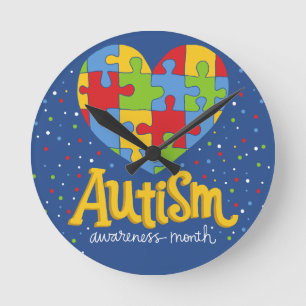 Monat der Autismus-Bewusstseinsbildung Runde Wanduhr
