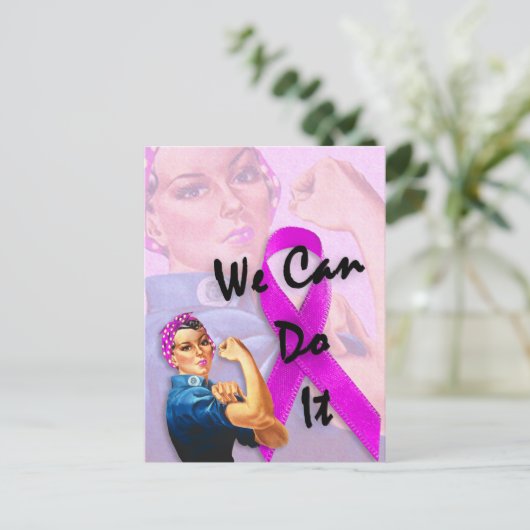 Monat der Brustkrebserkrankung, Rosie the Riveter Postkarte (Stehend Vorderseite)