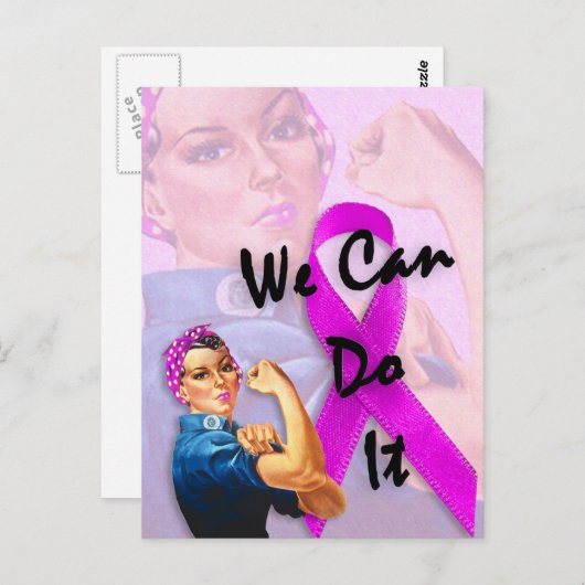 Monat der Brustkrebserkrankung, Rosie the Riveter Postkarte (Vorne/Hinten)