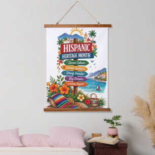 Monat der hispanischen Kultur an der Küste Wandteppich Mit Holzrahmen