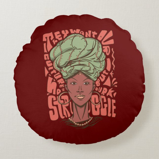 Monat der schwarzen Geschichte der Afrikanerin Rundes Kissen (Vorderseite)