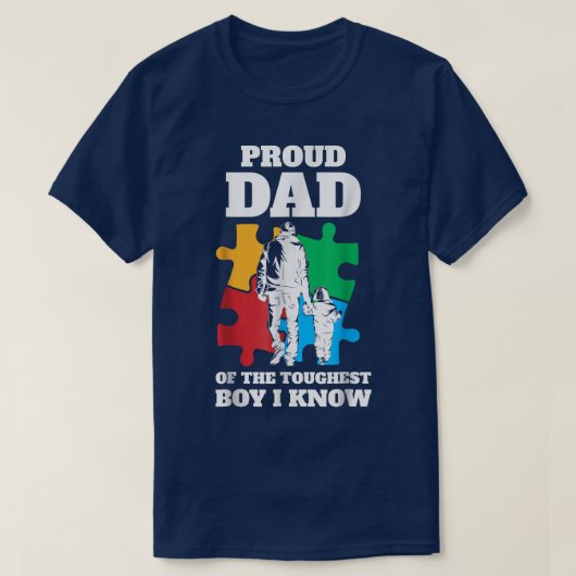 Monat des Autismus Mens Proud Autismus Vater Son T-Shirt (Design vorne)