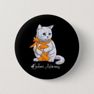 Monat des Bewusstseins Orange Ribbon Cat Button