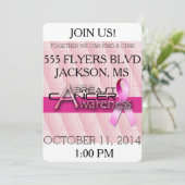 Monat des Brustkrebs - Rosa Einladung (Stehend Vorderseite)