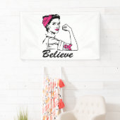 Monat des Brustkrebserklärens Frauen glauben rosa Banner (Insitu)