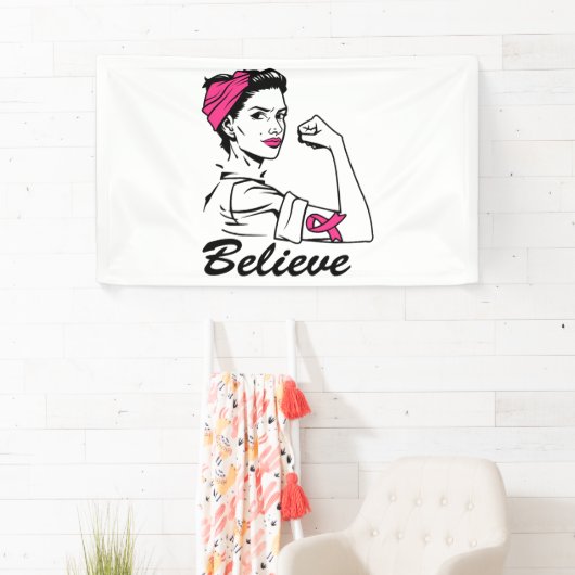 Monat des Brustkrebserklärens Frauen glauben rosa Banner (Insitu)