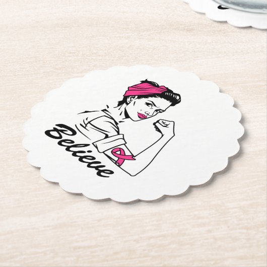 Monat des Brustkrebserklärens Frauen glauben rosa Untersetzer (angewinkelt)