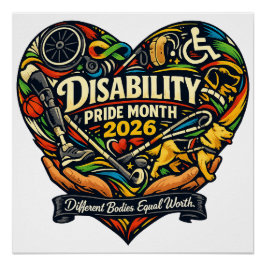 Monat des Stolzes der Behinderung 2026 Herz-Design Poster