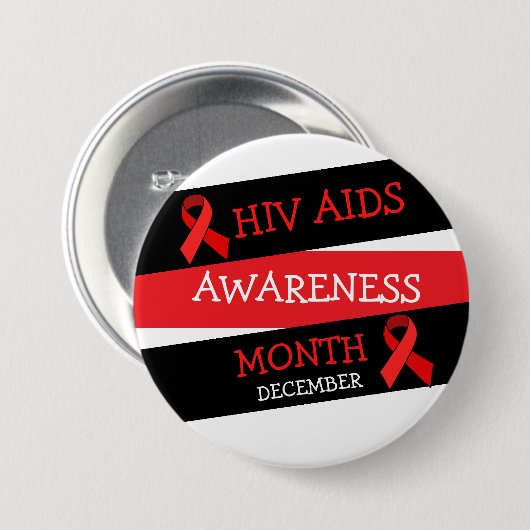 Monat Dezember - AWARENUNG von HIV/Aids Button (Vorne & Hinten)