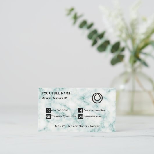 MONAT Green Marbour Business Card Visitenkarte (Stehend Vorderseite)