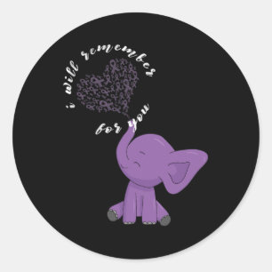 Monat I End Purple Bow Elephant Runder Aufkleber