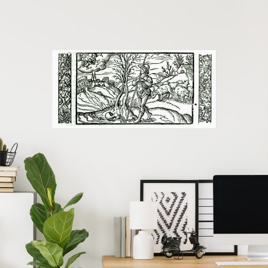 Monat Januar ab einem Hirtenkalender Poster (Heimbüro)