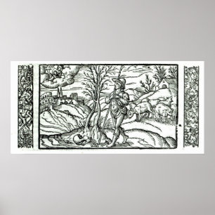 Monat Januar ab einem Hirtenkalender Poster