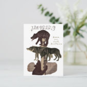 Monat Januar Tiere und Elemente Postkarte (Stehend Vorderseite)