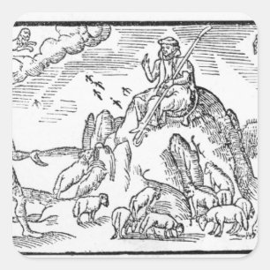 Monat Juli, ab 'The Shepherdes Calender' Quadratischer Aufkleber