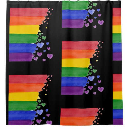 Monat Lesbian, schwul, mit Regenbogen  Duschvorhang (Vorderseite)