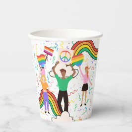 Monat LGBT mit Regenbogenthema Pappbecher
