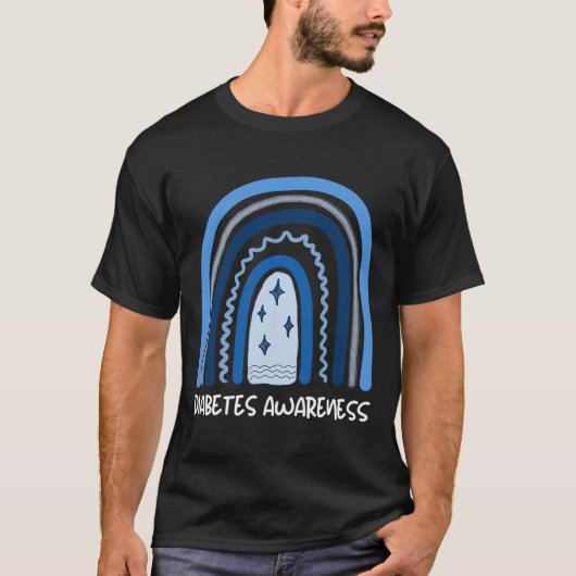 Monat November Blauer Regenbogenrib T-Shirt (Vorderseite)