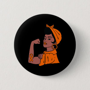 Monat Orange Ribbon Krieger Frauen Geschenk Button