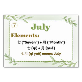 Monate auf Chinesisch (Flash Cards) Tischnummer