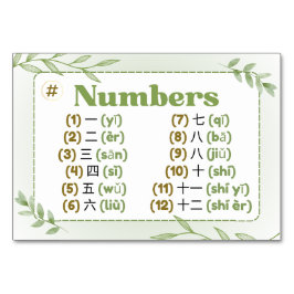 Monate auf Chinesisch (Flash Cards) Tischnummer